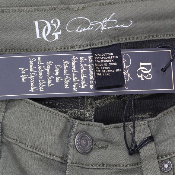 NWT DG2 by Diane Gilman Petite Metallic Side Stripe Skinny Jeans 12P Olive Green - Picture 6 of 8